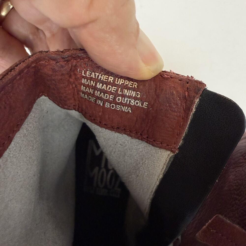 Miz Mooz Biggs Double Buckle Leather Ankle Boots Size EU 36 US 5.5-6 Burgundy - Picture 12 of 12